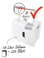 HSM shredstar X8 Aktenvernichter mit Partikelschnitt P-4, 4,5 x 30 mm, bis 8 Blatt, weiß