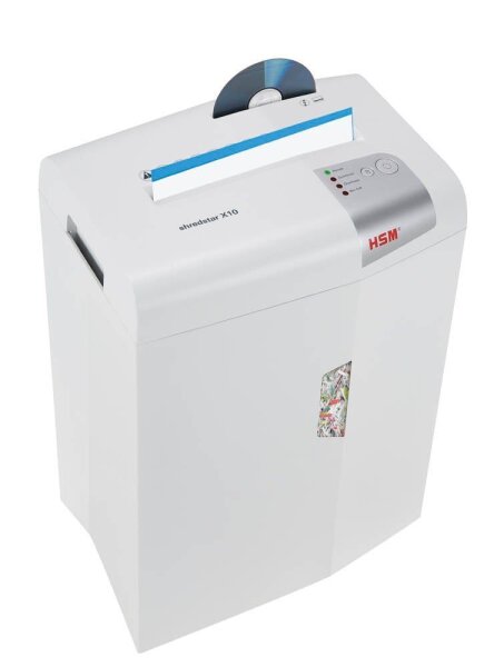 HSM shredstar X10 Aktenvernichter mit Partikelschnitt P-4, 4,5 x 30 mm, bis 10 Blatt, weiß
