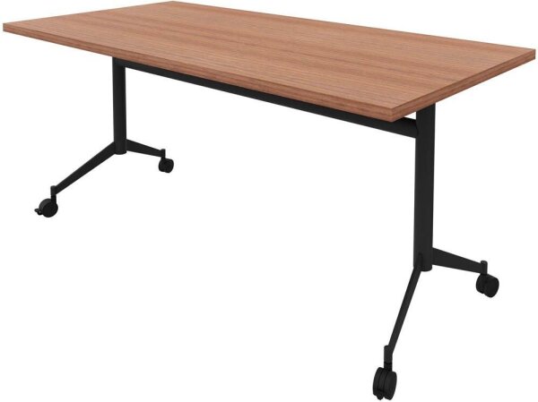 Quadrifoglio Mehrzwecktisch Pop-up nussbaum, dunkelgrau rechteckig, T-Fuß-Gestell grau, 160,0 x 80,0 x 74,0 cm