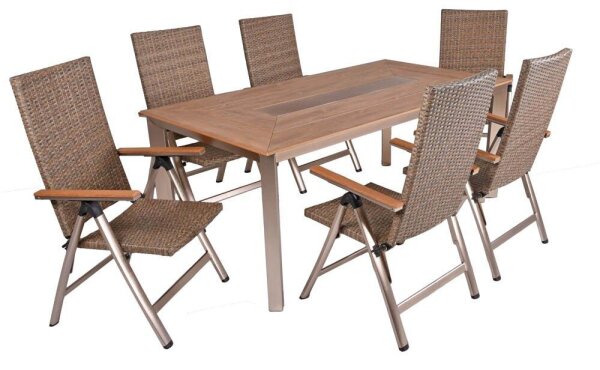 Garden Pleasure Sitzgruppe FLORENCE, silber Kunststoff, Metall, 7-teilig