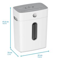HP OneShred 8CC Aktenvernichter mit Partikelschnitt P-4, 5 x 18 mm, bis 8 Blatt, weiß