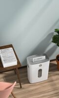 HP OneShred 8CC Aktenvernichter mit Partikelschnitt P-4, 5 x 18 mm, bis 8 Blatt, weiß