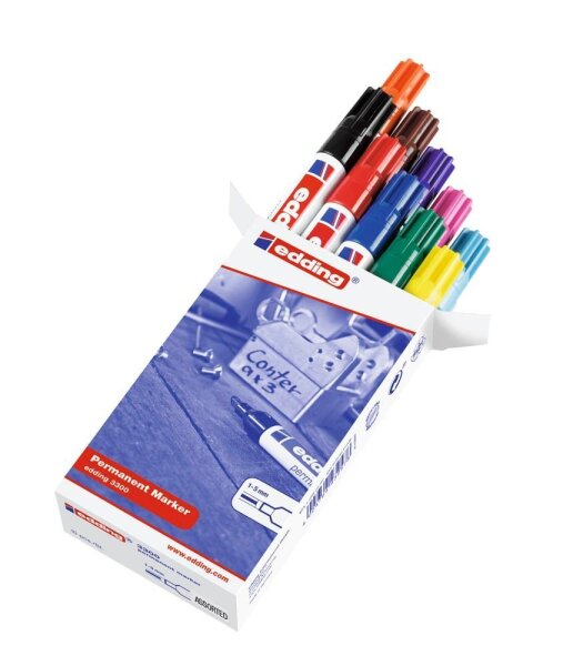edding 3300 Permanentmarker farbsortiert 1,0 - 5,0 mm, 10 St.