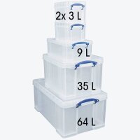 Really Useful Box Aufbewahrungsboxen-Set transparent, 1 Set