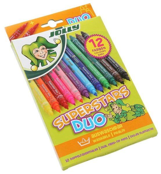 JOLLY SUPERSTARS DUO Filzstifte farbsortiert, 12 St.