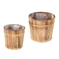 relaxdays Pflanzkübel-Set Holz, Ø 24,0/19,0...
