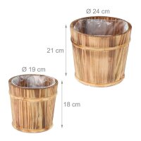relaxdays Pflanzkübel-Set Holz, Ø 24,0/19,0 cm braun, 2 St.