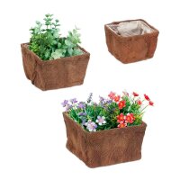 relaxdays Pflanzkübel-Set Holz braun, 3 St.