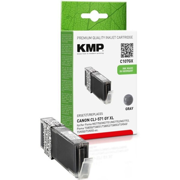 KMP C107GX  grau Druckerpatrone kompatibel zu Canon CLI-571 XL GY