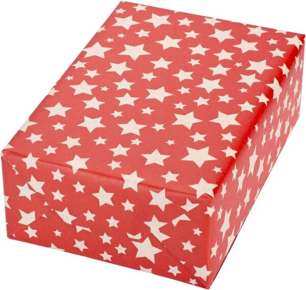 JUNG SCHÖNER VERPACKEN Geschenkpapier Diadem Sterne rot, 20,0 m