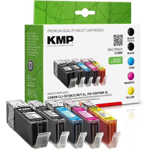 KMP C100V  pigmentschwarz, schwarz, cyan, magenta, gelb Druckerpatronen kompatib