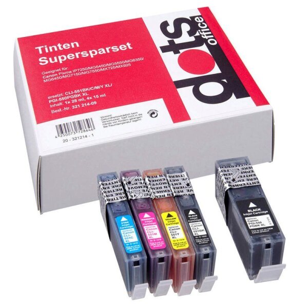 dots  schwarz, cyan, magenta, gelb Druckerpatronen kompatibel zu Canon PGI-550 X