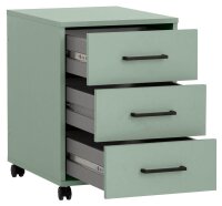 MÖBELPARTNER Ruby Rollcontainer pastellgrün 3 Auszüge 40,1 x 50,0 x 57,0 cm