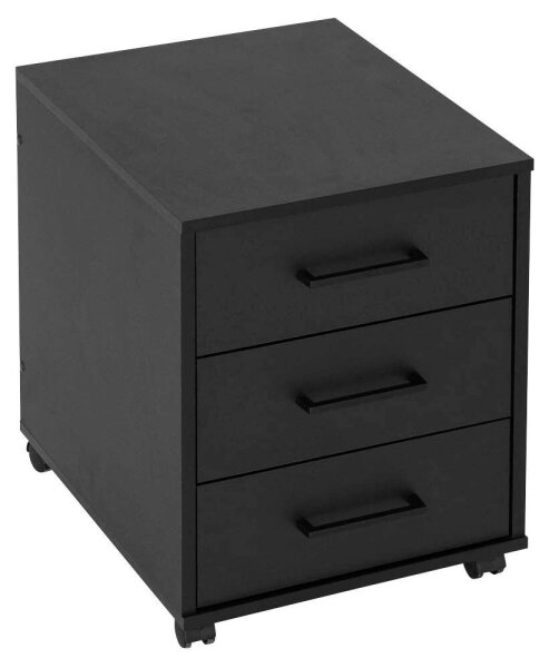 MÖBELPARTNER Ruby Rollcontainer schwarz 3 Auszüge 40,1 x 50,0 x 57,0 cm
