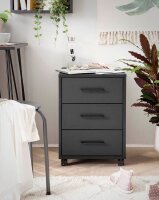 MÖBELPARTNER Ruby Rollcontainer schwarz 3 Auszüge 40,1 x 50,0 x 57,0 cm