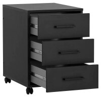 MÖBELPARTNER Ruby Rollcontainer schwarz 3 Auszüge 40,1 x 50,0 x 57,0 cm