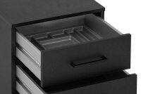 MÖBELPARTNER Ruby Rollcontainer schwarz 3 Auszüge 40,1 x 50,0 x 57,0 cm