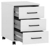 MÖBELPARTNER Ruby Rollcontainer weiß 3 Auszüge 40,1 x 50,0 x 57,0 cm