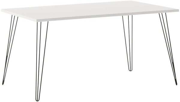 MÖBELPARTNER Fynn Schreibtisch weiß rechteckig, 4-Fuß-Gestell schwarz 160,0 x 80