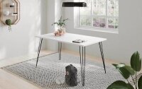 MÖBELPARTNER Fynn Schreibtisch weiß rechteckig, 4-Fuß-Gestell schwarz 160,0 x 80