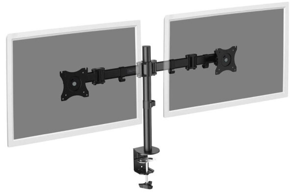 DIGITUS Monitor-Halterung DA-90349 schwarz für 2 Monitore, Tischklemme