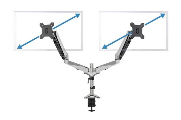 DIGITUS Monitor-Halterung DA-90353 silber für 2 Monitore, Tischklemme