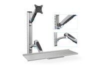 DIGITUS Monitor-Maus-Tastatur-Halterung DA-90354 silber für 1 Monitor, 1 Tastatur, 1 Maus, Wandhalterung