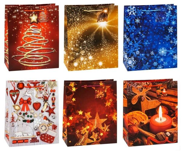 12 TSI Geschenktüten Weihnachten Serie 8 Motiv sortiert 26,0 x 32,0 cm