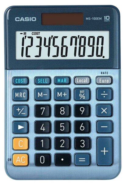 CASIO MS-100EM Tischrechner blau