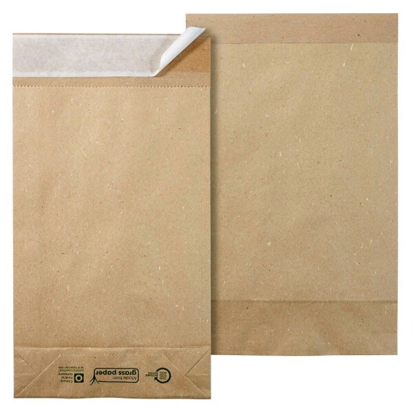 flexiPAK Faltentaschen classic eco Fixverschluss ca. DIN D4 ohne Fenster natur mit 5,0 cm Falte, 300 St.
