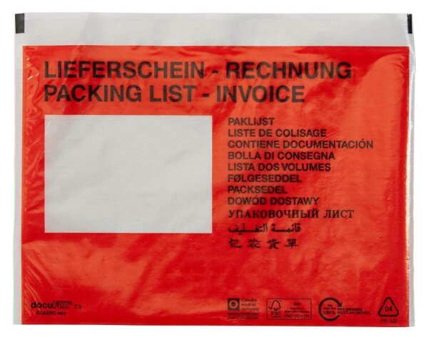 docuFIX® CLASSIC Lieferscheintaschen eco Kunststoff DIN C5 500 St.