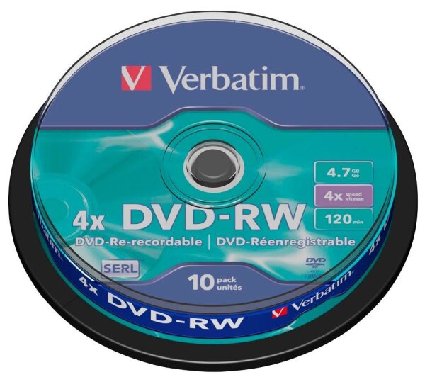 verbatim DVD-RW 4,7 GB wiederbeschreibbar, 10 St.