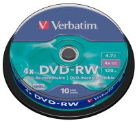 verbatim DVD-RW 4,7 GB wiederbeschreibbar, 10 St.