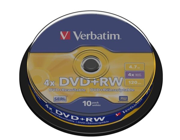 verbatim DVD+RW 4,7 GB wiederbeschreibbar, 10 St.