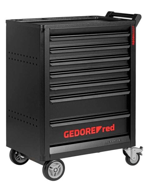 GEDOREred GEDMaster R20202207 Werkstattwagen mit Lochwand schwarz 7 Schubladen