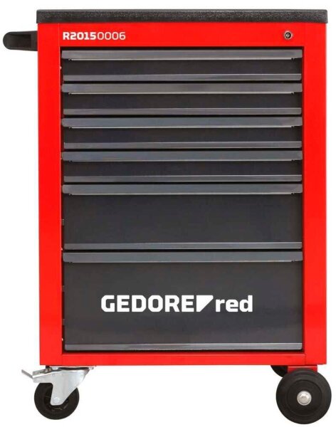 GEDOREred MECHANIC R20150006 Werkstattwagen mit Lochwand schwarz 6 Schubladen