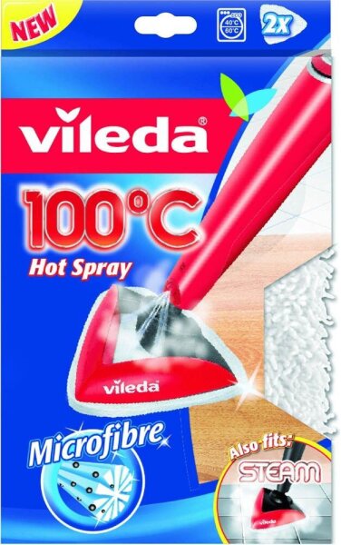 vileda 100°C Hot Spray Wischbezüge für Bodenwischer Polyester 60 °C waschbar, 2