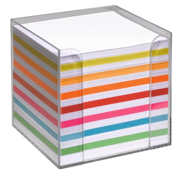folia Zettelbox transparent inkl. 700 Notizzettel farbig sortiert, 1 St.