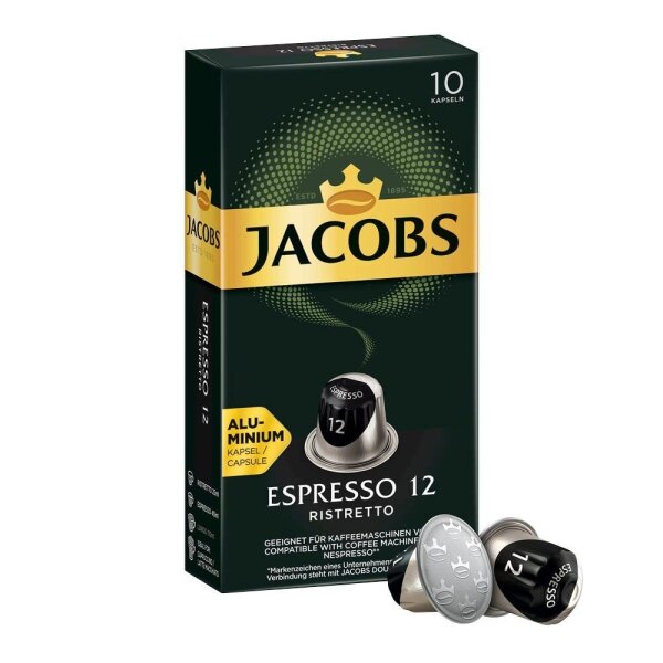JACOBS ESPRESSO RISTRETTO Kaffeekapseln, Arabica- und Robustabohnen kräftig, 10 St.