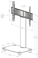 VCM my media TV-Ständer mit Rollen Tosal silber, mattglas