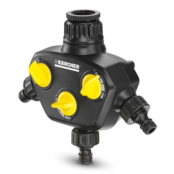 KÄRCHER Wasserverteiler für Gartenschlauch 3-Wege-Verteiler 2.645-200.0, 26,5 mm (G 3/4 Zoll), 33,3 mm (G 1 Zoll) Gewinde, 1 St.