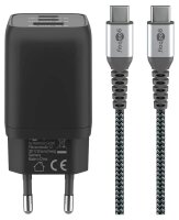 goobay Ladekabel mit Adapter schwarz, Kabellänge: 1,0 m, 65 Watt