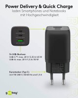 goobay Ladekabel mit Adapter schwarz, Kabellänge: 1,0 m, 65 Watt