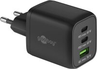 goobay Ladekabel mit Adapter schwarz, Kabellänge: 1,0 m, 65 Watt