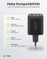 goobay Ladekabel mit Adapter schwarz, Kabellänge: 1,0 m, 65 Watt