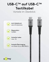 goobay Ladekabel mit Adapter schwarz, Kabellänge: 1,0 m, 65 Watt