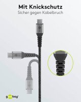 goobay Ladekabel mit Adapter schwarz, Kabellänge: 1,0 m, 65 Watt