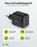goobay Ladekabel mit Adapter schwarz, Kabellänge: 1,0 m, 65 Watt