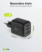 goobay Ladekabel mit Adapter schwarz, Kabellänge: 1,0 m, 65 Watt