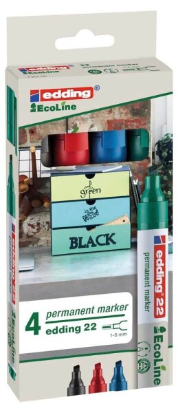 edding 22 EcoLine Permanentmarker farbsortiert 1,0 - 5,0 mm, 4 St.
